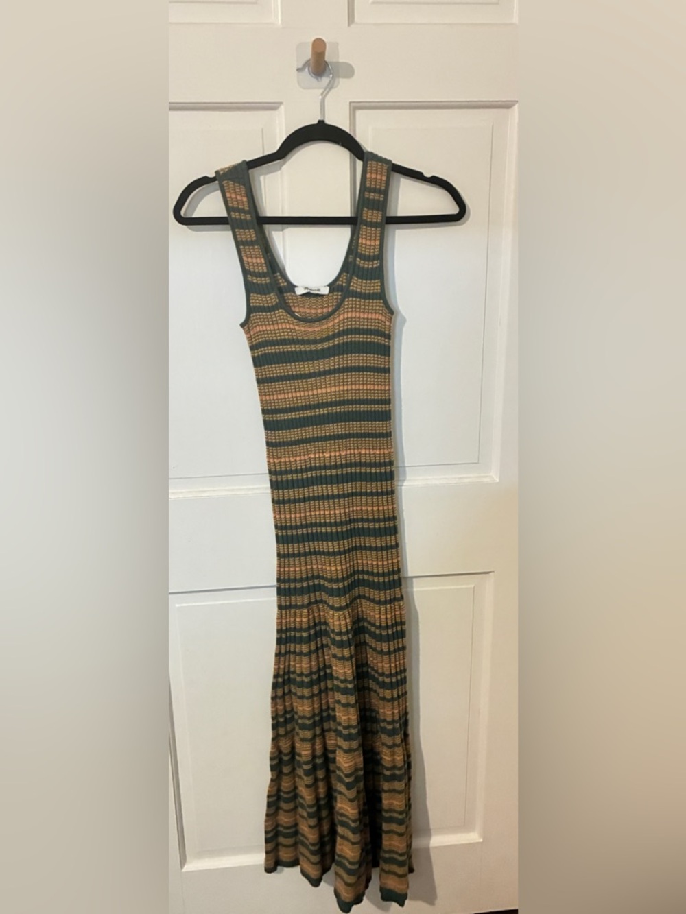 NWT MADEWELL Sleeveless Knit Stripe Maxi Dress in Green and Mustard - Picture 6 of 8